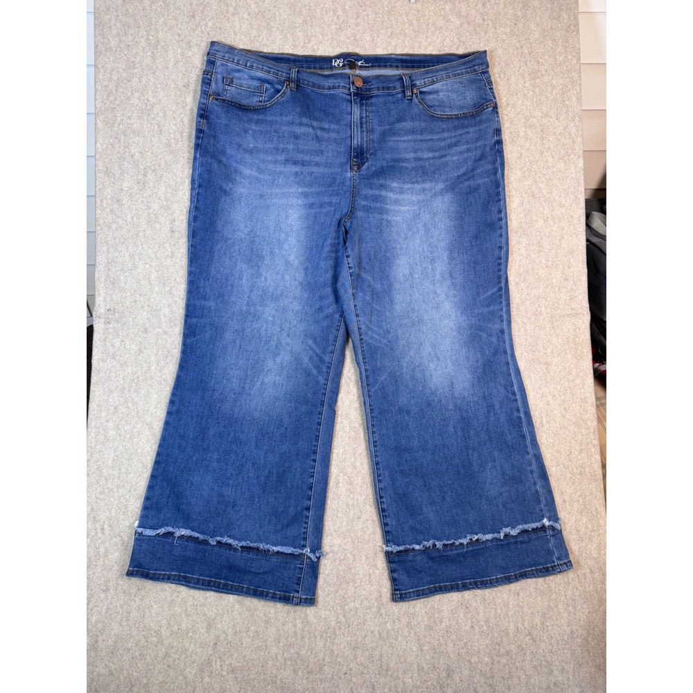 P57. DG2 Diane Gilman Womens Blue Wide Leg Released Hem Cropped Jeans Size 24PW